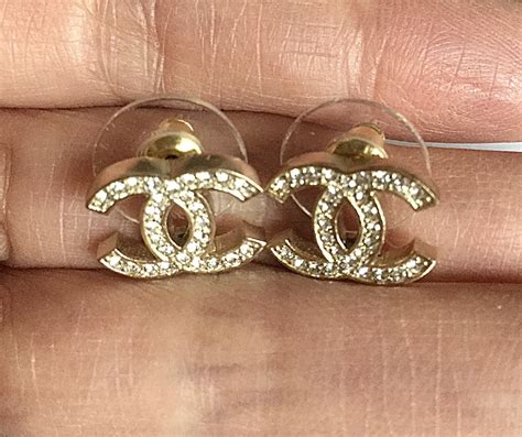 chanel mini classic cc logo earrings gold tone|chanel vintage cc earrings.